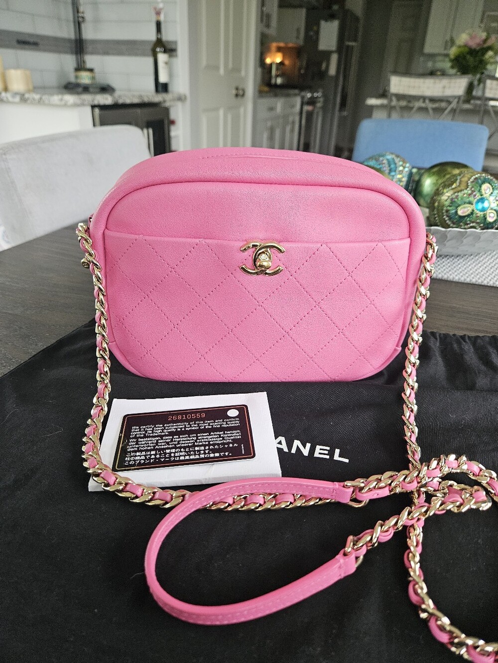 Chanel Pink Goatskin Camera Quilted Crossbody Bag